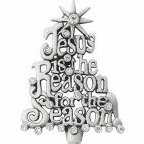 Lapel Pin-Jesus Is The Reason For The Season/Christmas Tree-Silver | SHOPtheWORD