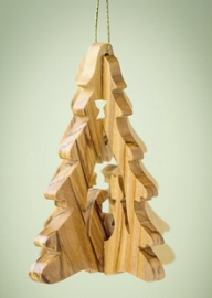 Ornament-Olive Wood-3D Holy Family In Tree (3