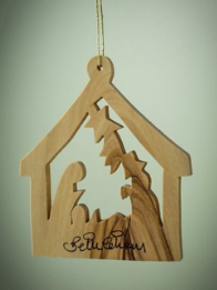 Ornament-Olive Wood-Holy Family In Stable (3