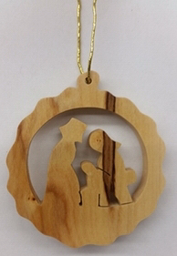 Ornament-Olive Wood-Wreath With Nativity (2